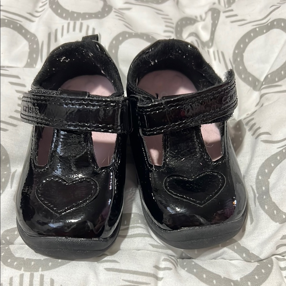 Carter's Black Dress Shoes with Shiny Finish and Velcro Strap